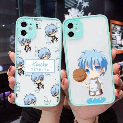 Anime Kuroko No Basket Phone Case For iPhone 12 11 Mini Pro XR XS Max 7 8 Plus X Matte transparent blue Back Cover