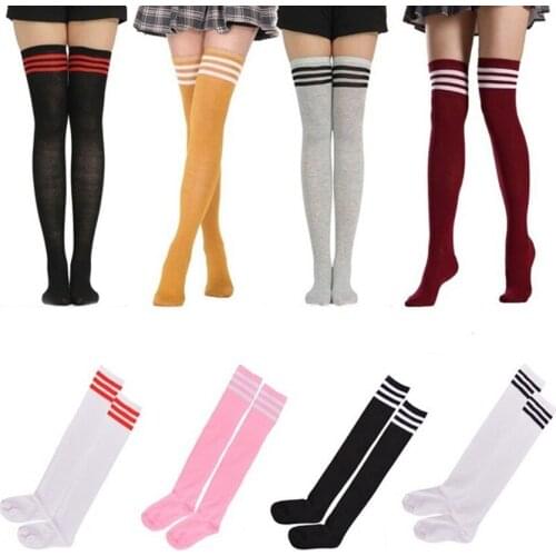 Black Lolita Striped Socks Women Funny Christmas Gifts Sexy Thigh High Nylon Long Stockings Cute Over Knee Socks for Girls