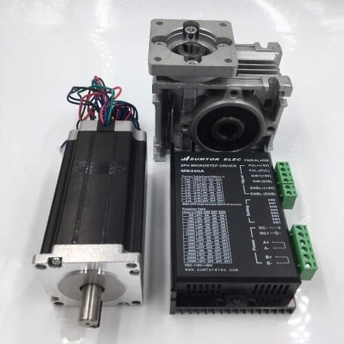 Nema23 Worm Gearbox Geared Ratio 10:1 57mm Stepper Motor L76mm 3A 4Lead Hybrid Stepper Speed Reducer+ Driver Kit