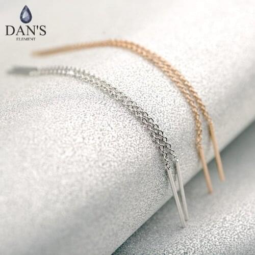 DANS ELEMENT Brand Simple Style Copper Rose Gold Color Fashion Wedding Dangle Earrings for Women Anti Allergies DE12190