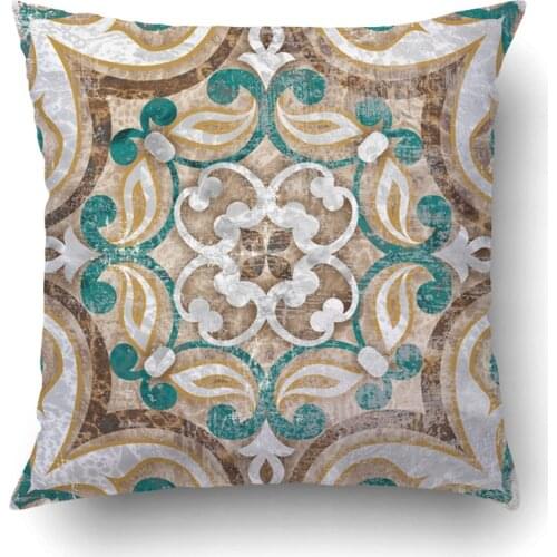 Emvency Decorative Throw Pillow Cover Case for Bedroom Couch Sofa Home Decor Vintage Tile with Moroccan Pattern Square Moroccan