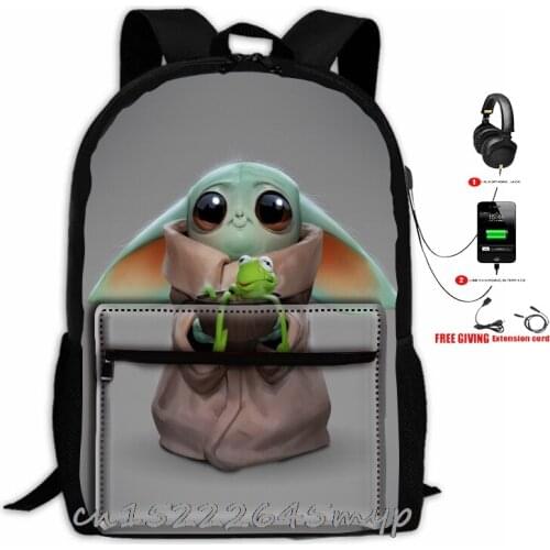 Mandalorian Baby Yoda travel bag School Bag usb charging Oxford Backpack Teenagers Backpack Laptop bag birthday Gift