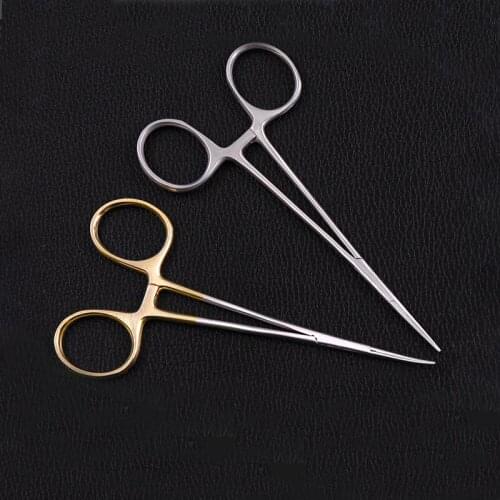 Double eyelid superfine hemostatic forceps mosquito type elbow microvascular hemostatic forceps straight 12.5cm beauty clip