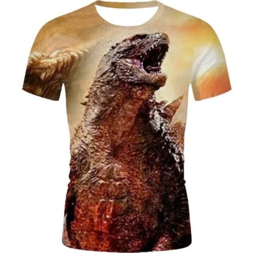 Summer Fashion Dinosaur Graphic T-Shirts Printed Mens Fashion Trend Short Sleeve T-Shirt Printed Large Mens Casual T-Shirt