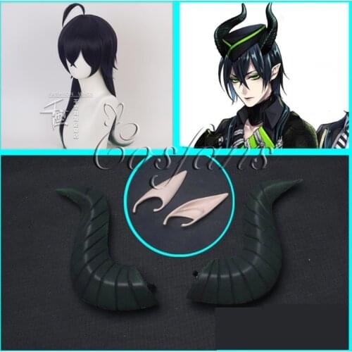 Game Twisted-Wonderland DIASOMNIA Malleus Cosplay Horns Hat Ears Wig Head Clip Headwear Hairwear Cosplay Props Hair Accessories