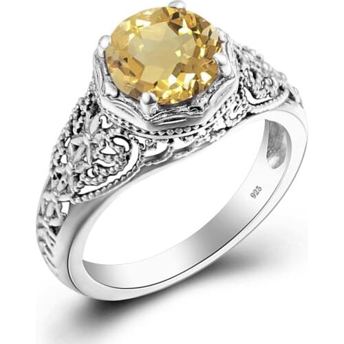 Famous Brand Wedding Engagement Jewelry Boho Cute Citrine Rings For Women 925 Sterling Silver Ring Anniversary Gift