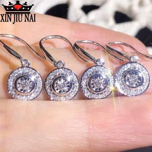 Exquisite Super Flash Mossex Full Diamond Round Female Earrings fashion exaggeration s925 luxurious Valentines Day present