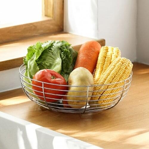 Storage basket 304 stainless steel kitchen storage drain basket home living room coffee table snack fruit bowl mx9211733