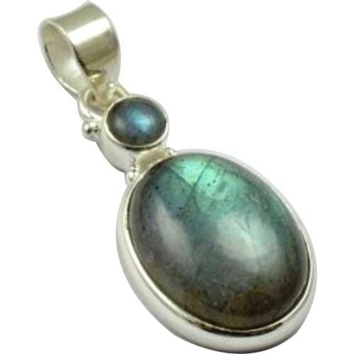 Lovegem Nature Labradorite Pendant 925 Sterling Silver , 42 mm, MHBAP4702