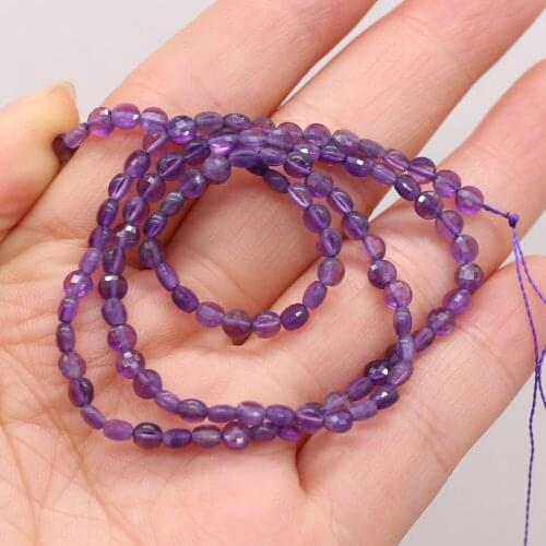 Small Beaded Natural Semi-Precious Stones Oblate Facete Amethyst Beads For Jewelry Making Charm Bracelet Accessories Or Ms Gift