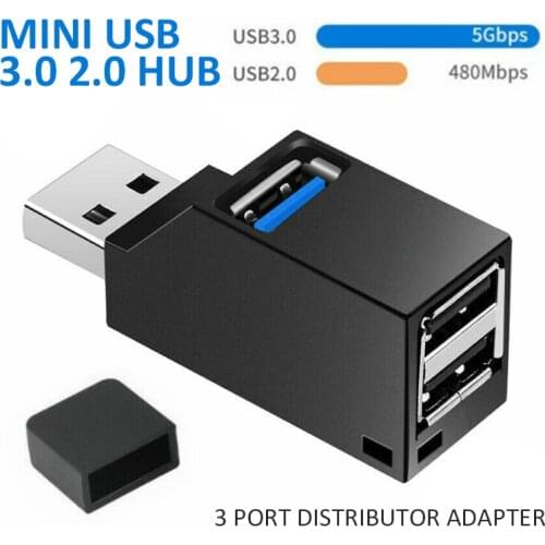 Mini USB 3.0 HUB 3 Port Distribution Adapter USB 2.0 HUB Adapter Splitter Speed U Disk Reader for PC Laptop Macbook Notebook