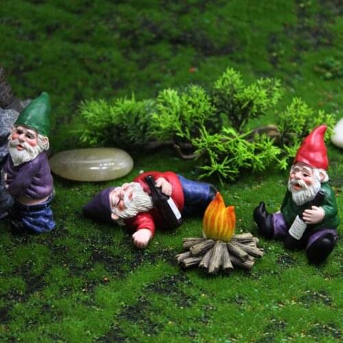 Mini Garden Figures, 4 Pack Fairy Garden Gnome Dwarf Statue, Resin Ornament Indoor Outdoor Home Lawn Courtyard Decor 2021 new