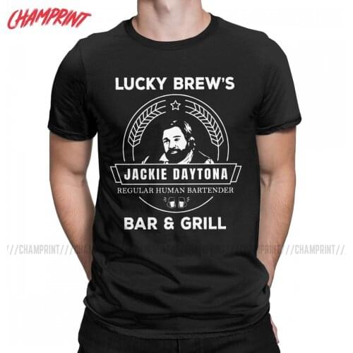 Mens Jackie Daytona Lucky Brews Bar And Grill What We Do In The Shadows T Shirts Pure Cotton Tops Tee Shirt Plus Size T-Shirt