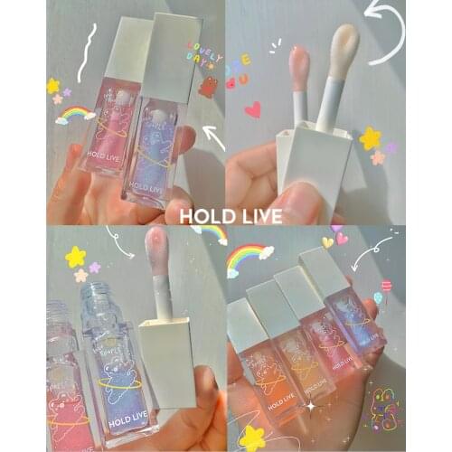 Lovely Bear Soft Lip Oil Shiny Crystal Jelly Lip Makeup Nourish Lasting Moisturizing Reduce Lip Lines Glitter Glossy Lip Gloss