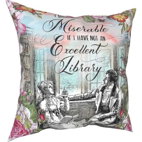 Pride And Prejudice Library Jane Austen Pillow Cover Home Decorative Cushion Cover Throw Pillow for Living Room Polyester
