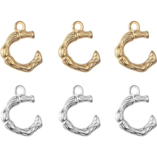 Stainless Steel Initial Letter DIY Necklace Accessories Irregular Tree Pattern U-shaped Alphabet C Pendant