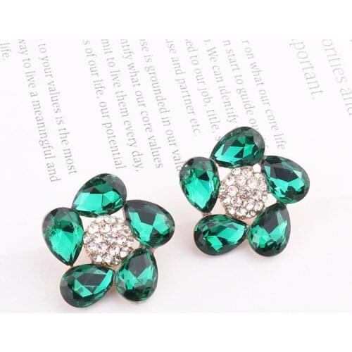 2021 New Crystal Flower Earrings Girls Lovely Cute Stud Earrings