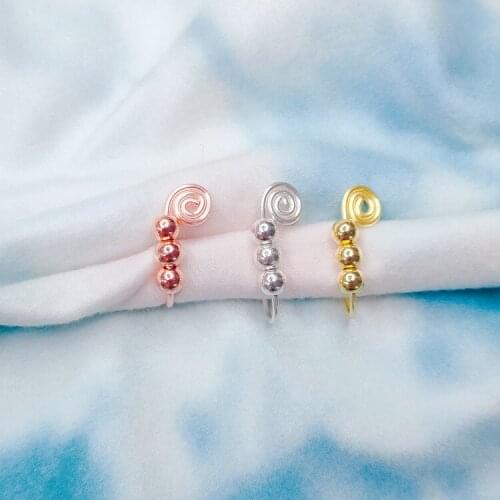 New Rotating Copper Bead Nose Ring Decompression False Nose Ring Fashion Nose Clip Personality Womens Nose Jewelry Accessories