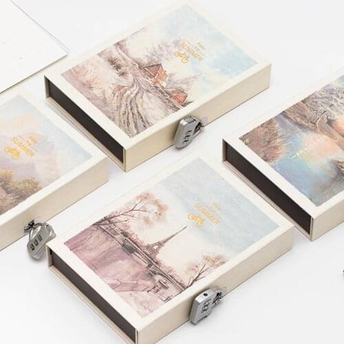 Password Retro A5 Notebook With Lock Writing Pads Lockable Notepad Binder Diary Student Gift