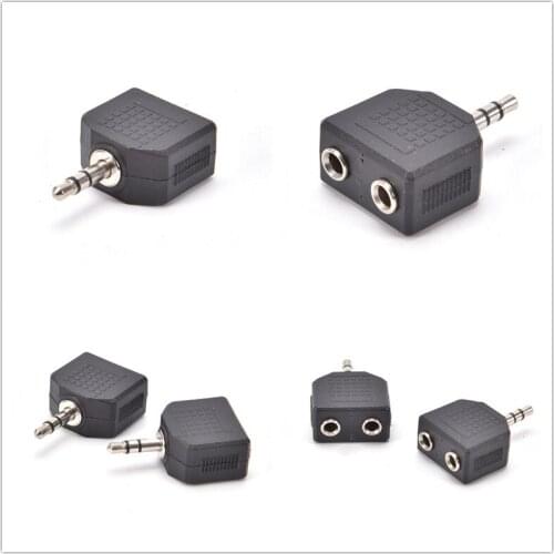 2PCS/lot Audio 3.5mm Jack Male to Double AUX Female Headphone Y Splitter Adapte For Phone Microphone Speaker Earphone
