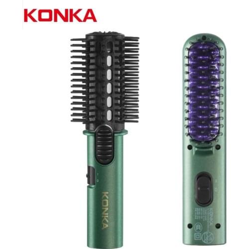 KONKA Hair Curler Curling Iron Air Curler Hair Straightener Curler Hot Air Spin Ceramic Rotating Rollers Comb Hair Curler Tools