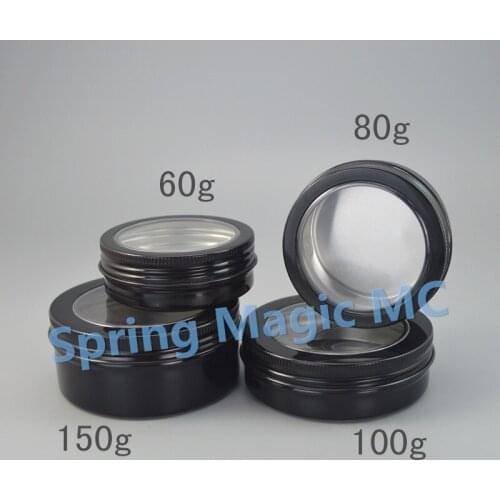 60g Empty black Aluminum Cream Jar Tin Hair wax Cream Case Cosmetic Pot Lip Balm Eye Cream Packaging Portable Refillable jars