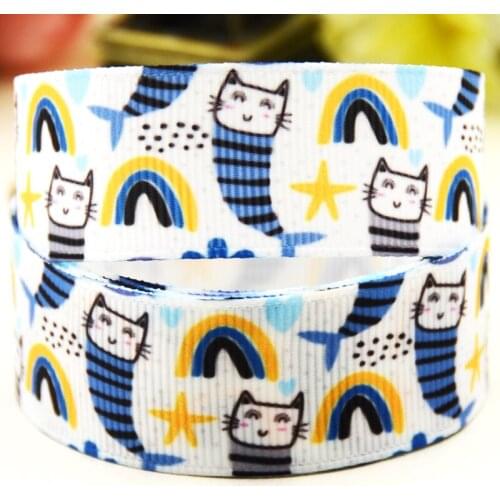 22mm 25mm 38mm 75mm Cat Cartoon printed Grosgrain Ribbon party decoration 10 Yards X-04492