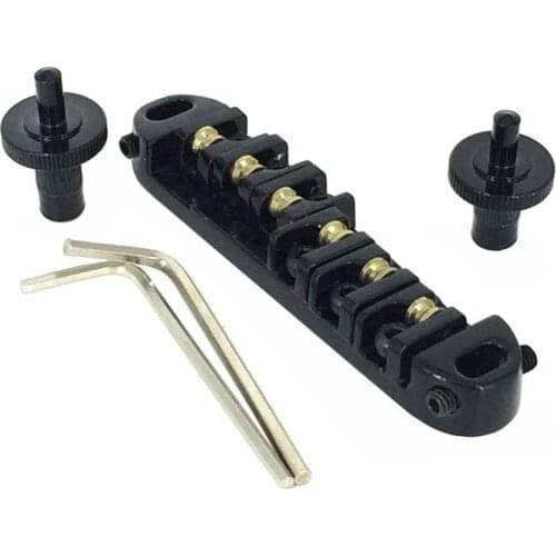 Roller Saddle Tune-O-Matic Guitar Bridge for Gibson Les Paul Electric Guitar Replacement (Black)