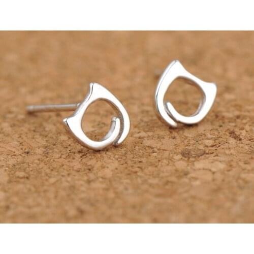 Silver 925 Jewelry Earrings Hollow Cat Silver Stud Earrings Lovely Cat Style Earrings Popular Sterling Silver Earrings For Women