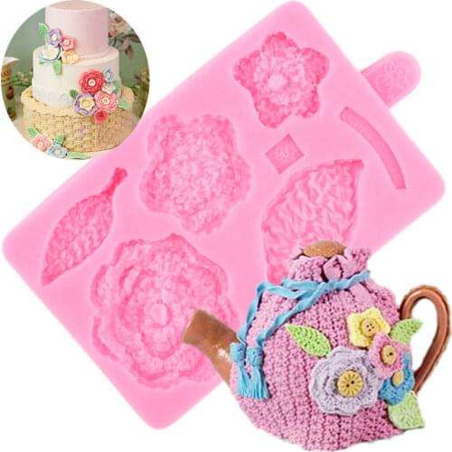 Knitting Flower Leaf Silicone Mold Cupcake Topper Fondant Cake Decorating Tools Cookie Candy Clay Resin Chocolate Gumpaste Molds