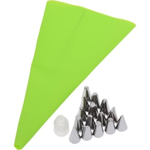 16pcs/set Silicone Icing Piping Cream Pastry Bag With 14pc Stainless Steel Cake Baking Nozzles Tip Diy Cake Decorating Tools