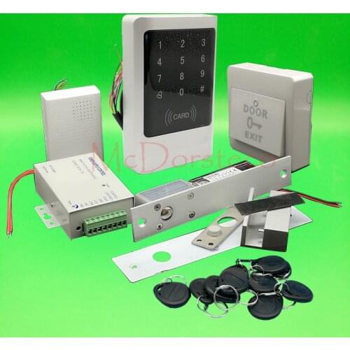 IP68 Waterproof Full 125khz Rfid Door Lock control system Kit Electric Bolt Lock Metal Touch Keypad Glass Door Access Control