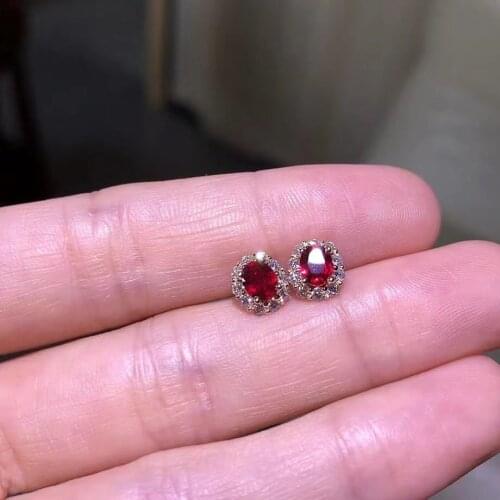 Natural And Real ruby earring gemstone Jewelry 925 sterling silver for women Earring Party Ring