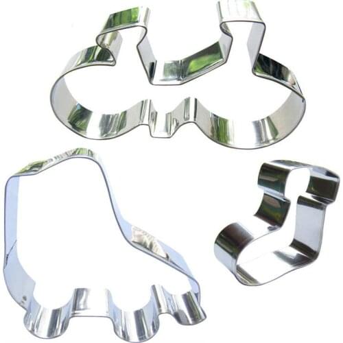 Bicycle, Roller skates, Boot shaped 3piece biscuit cutting molds, baking tools, cake decorating soft candy tools