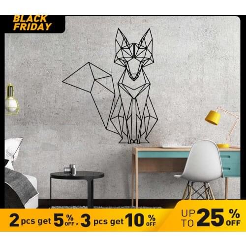 Nordic Geometric Fox Vinyl Wall Stickers Decals For Kids Rooms Home bedroom Decor living Room Decoration Mural wallstickers