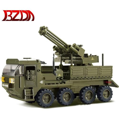 BZDA Military Car Blocks Corps II Heavy Transport Vehicle Artillery Vehicle Building Blocks Tank Cannon Toys model Sets gift