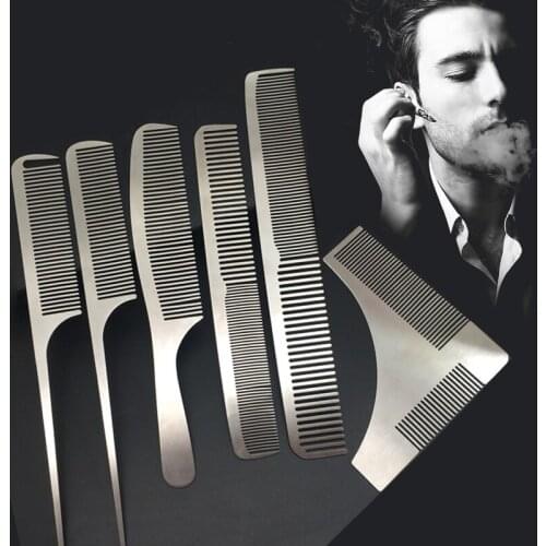 Sharonds high quality Hair Salon Stainless Steel Comb Slim Titanium Steel Hair Salon Professional Haircut Mens Flat Head Comb