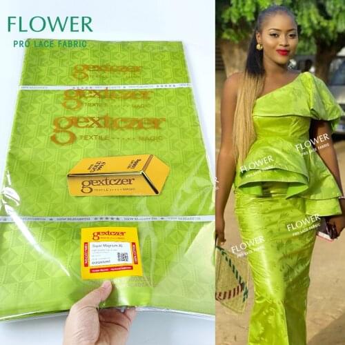 Green 2021 Top Quality Austria Bazin Riche Gextczer 5 Yards Latest Style Bazin Riche Fabric For Gambia Bride Wedding Dress Lace