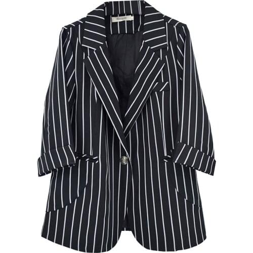 2020 new Korean Spring Summer Blazer Jackets Womens Large Size Striped Jacket Loose Thin Blazers Suit b371