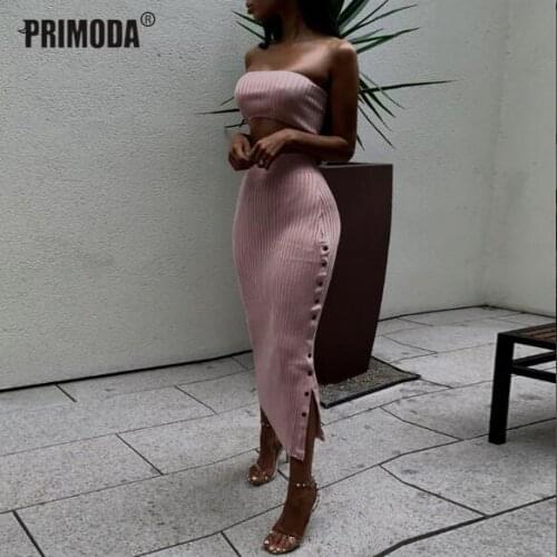 Cleaner Womens Set Crop Tops Summer Skirt 2 Pieces Sets Split Bodycon Sexy Lady Sets Backless Top Ribbed Skirt Clubwear M888