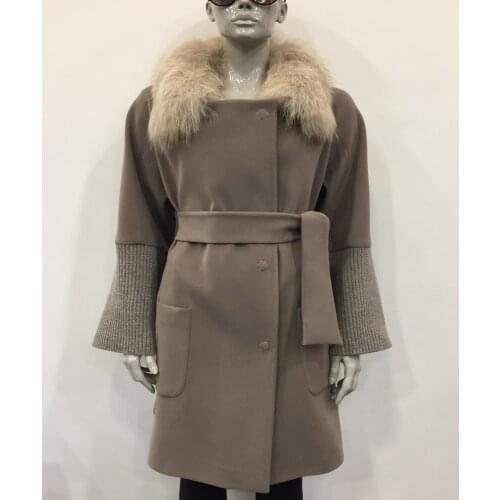 Womens Real Cashmere Winter Long Parka Fox Fur Collar Wool Plus Size Casual Natural High Quality Elegant Outerwear Coat