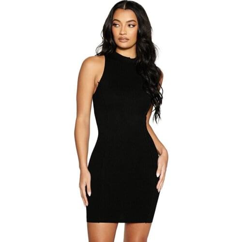 Summer Fashion O-Neck Sleeveless Elegant Pencil Dress Women Sexy Club Party Bodycon Bandage Slim Screw Thread Dress Vestido