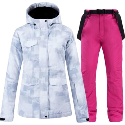 Winter Women Thick Warm Ski Suit Waterproof Windproof Skiing Snowboarding Jackets Pants Set Female Snow Costumes Outdoor Wear