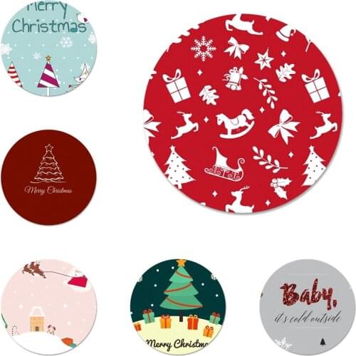 Merry Christmas Tree Snow Flakes Icons Pins Badge Decoration Brooches Metal Badges For Backpack Decoration 58mm