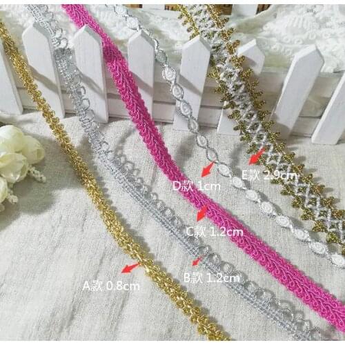 1Yards Latest Gold Laces Fabric High Quality Guipure Silver Ribbon Curtain Material Sewing Trimmings Christmas Decoration QP3