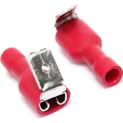 Best Quality 100PCS Insulated 22-16 Piggy Back Electrical Connectors Crimp Spade Terminals Red High grade PVC insulation makes
