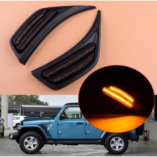 2pcs Front Fender Side Marker Light Turn Signal Lamp LED Car Fit For Jeep Wrangler JL 2018-2019