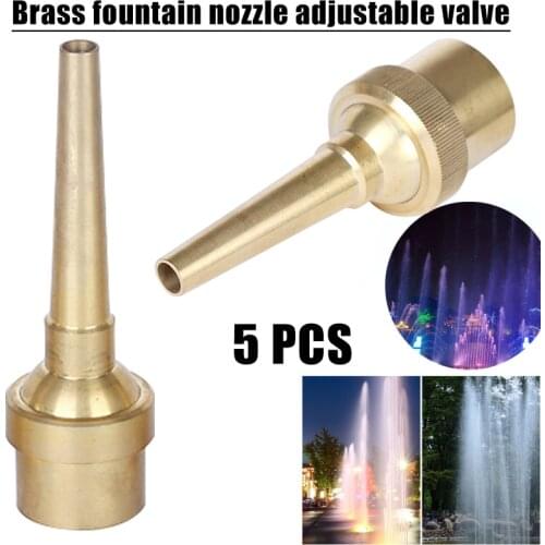 5Pcs 1/2 Inch Brass Fountain Nozzle Adjustable Valve Control Jet Straight Fountain Nozzles Landscape Garden Fountain WXV