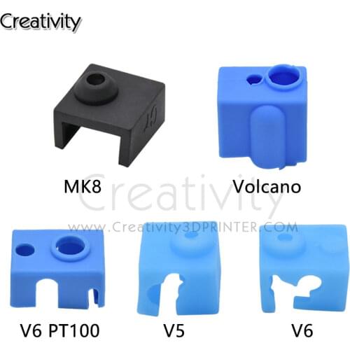 50/100PC Silicone Sock for V6 Volcano V5 J-head Hotend Extruder MK8/CR10/CR10S Heated Block Warm Keeping Cover 3D Printer Parts