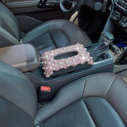 Shinny Car Tissue Box Cover Rectangular Tissue Box for Home Car Office Decor